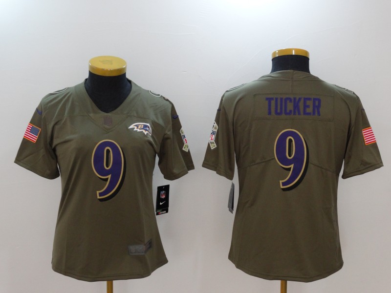 Youth Baltimore Ravens #9 Tucker Nike Olive Salute To Service Limited NFL Jerseys->women nfl jersey->Women Jersey
